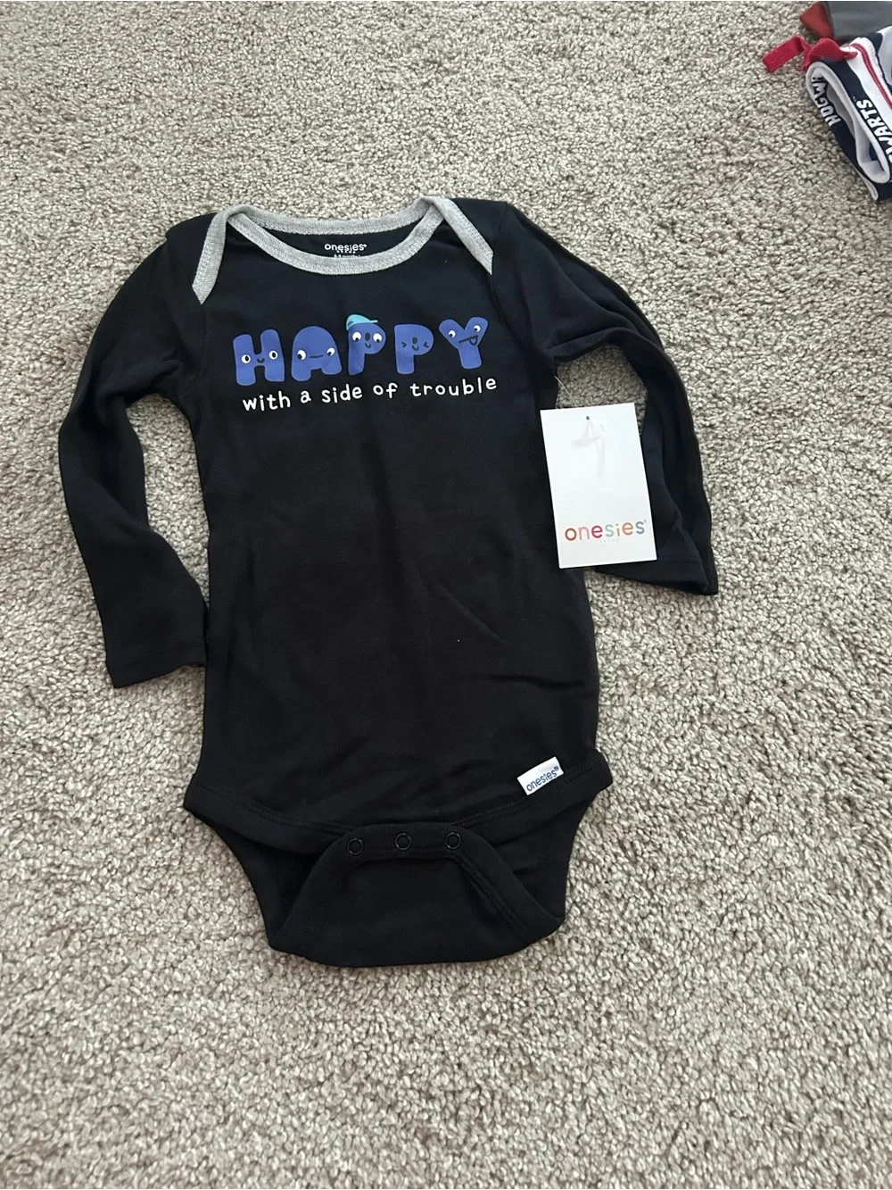 Onesies Brand 6-9 Month Happy  Longsleeve Onesie NWT